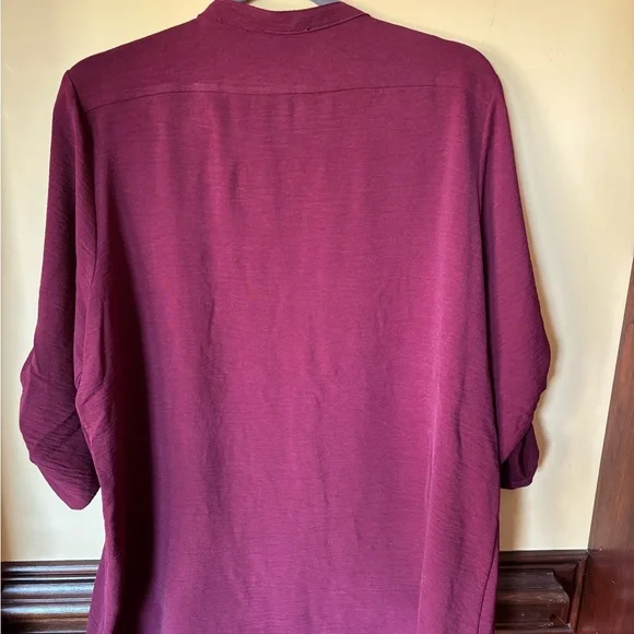 Calvin Klein Women's Burgundy Button-Down Shirt - Picture 3 of 5